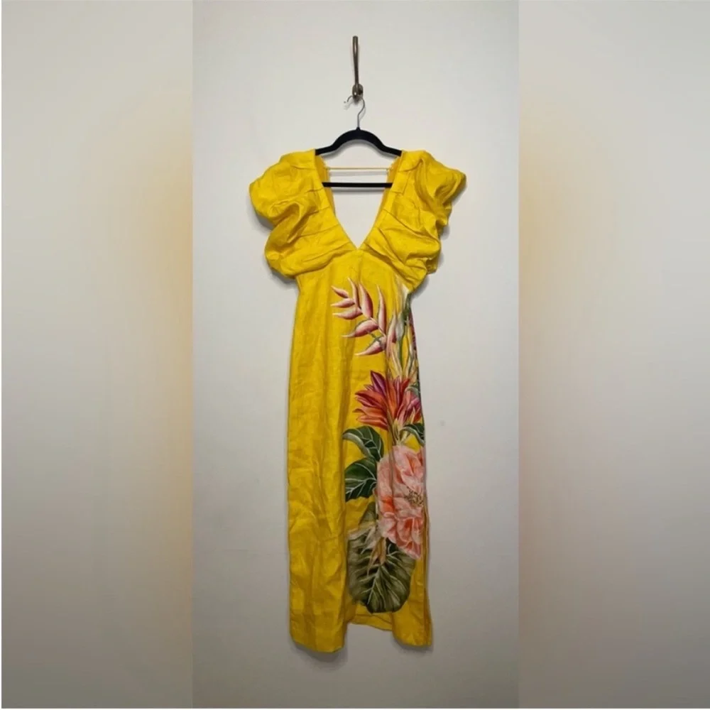 FARM Rio Yellow Tropical Floral Maxi Dress - Picture 8 of 11